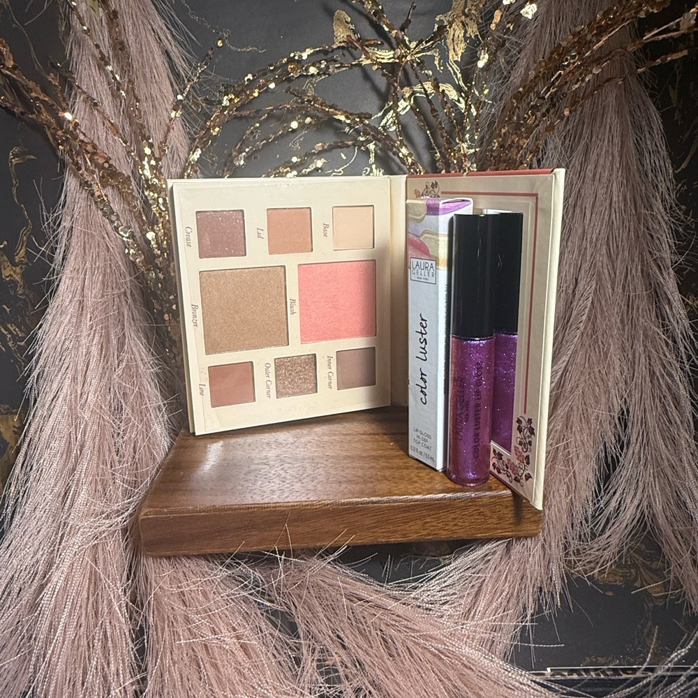 Laura Geller Makeup Set Palette + Lip Gloss Amethyst Glaze NEW